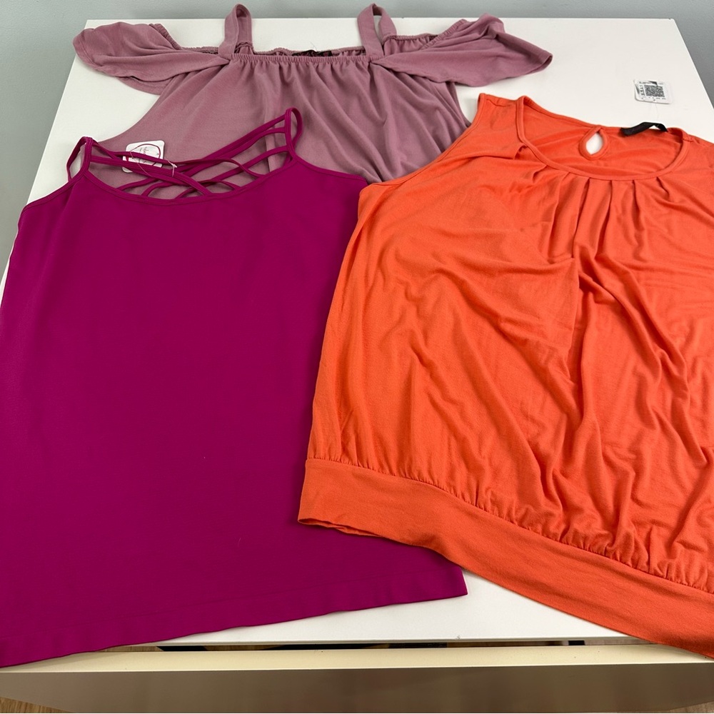 Sheila Rose Size 2X Set of 3 Tops; Rose, Pink, Coral New With Tags